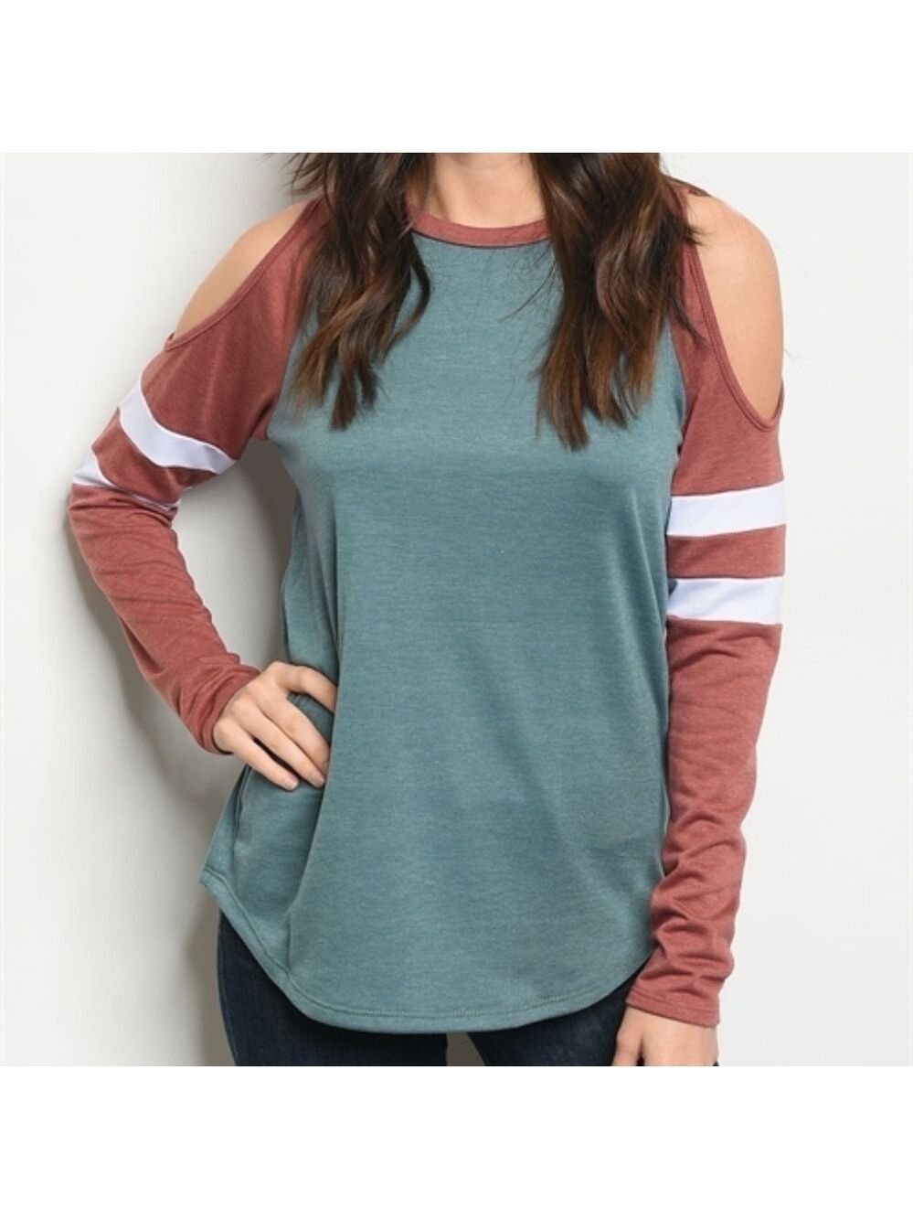 Color Block Cold Shoulder Top